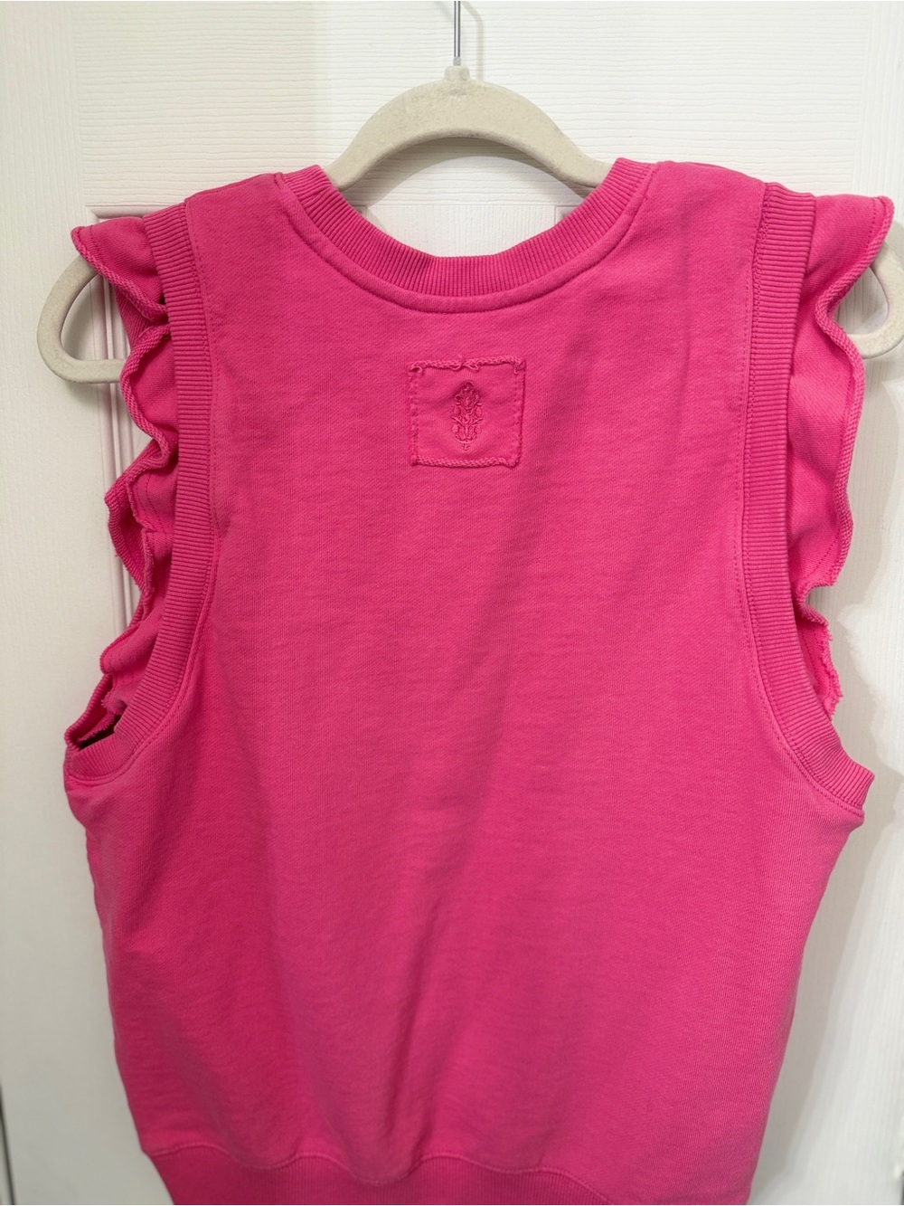 NWOT FP Movement Flutter Tank Pink French Terry Sweatshirt Ruffle Sleeve-Small - Picture 10 of 12